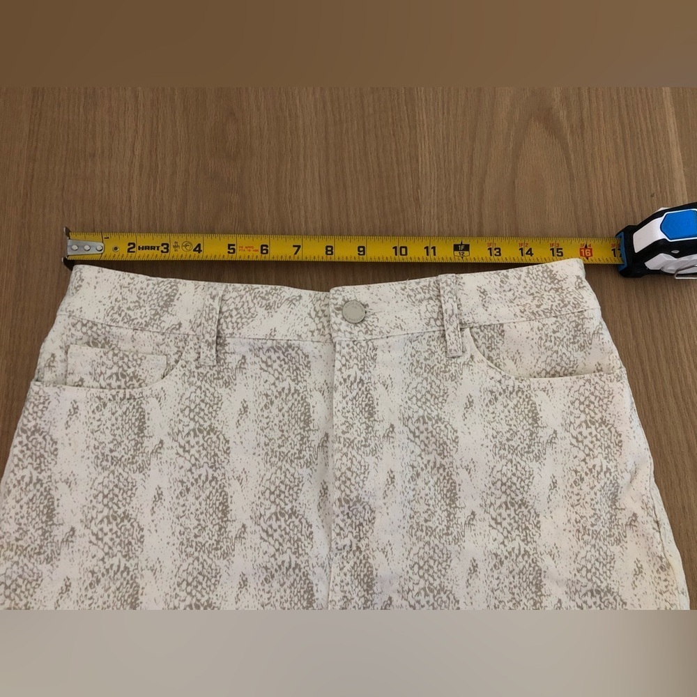 Paige Anthropologie Aideen Denim Mini Skirt, White animal print, snake print•30 - Picture 15 of 15